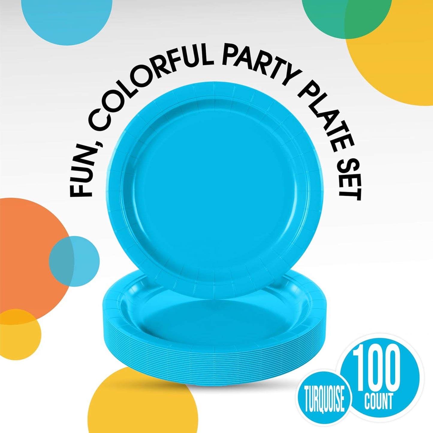 Exquisite Turquoise Paper Plates Disposable Heavy Duty 7 Inch Turquoise Disposable Plates For Party 100 Pcs Heavy Duty Paper Plate 350 GSM, Birthday Party Supplies Plate Set