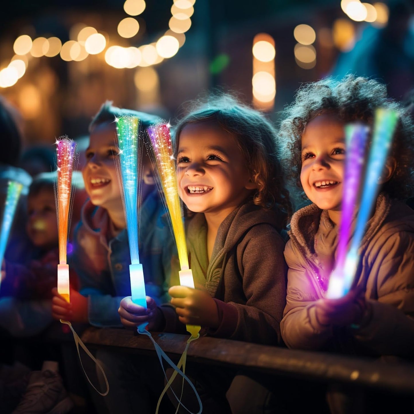 28 PCS Glow Fiber Wands Sticks, New Year's Glow Sticks, LED Light Wands, Glow in The Dark Party Supplies, Fiber Optic Wands, LED Flashing Sticks, Fiber Optic Light Wand Stick for Party