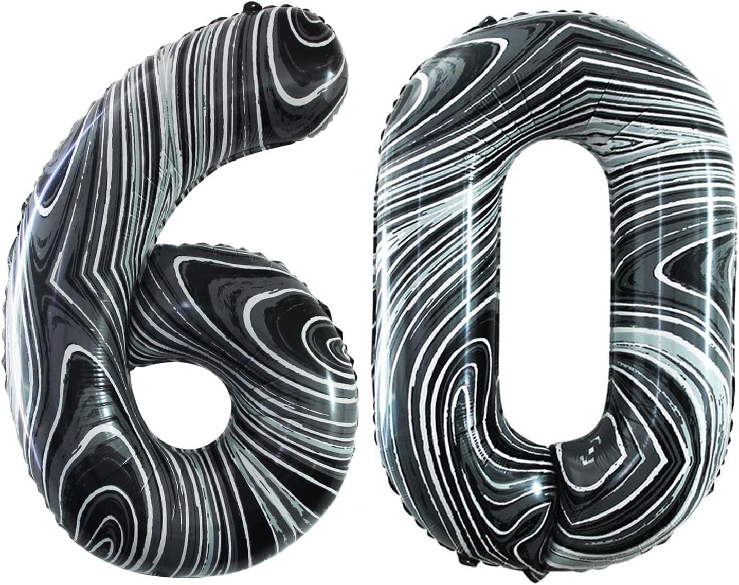 GOER Number 60 Balloons for 60th Birthday Party Decorations,42 Inch Jumbo Foil Helium Balloons for 60th Anniversary (Marble Black)