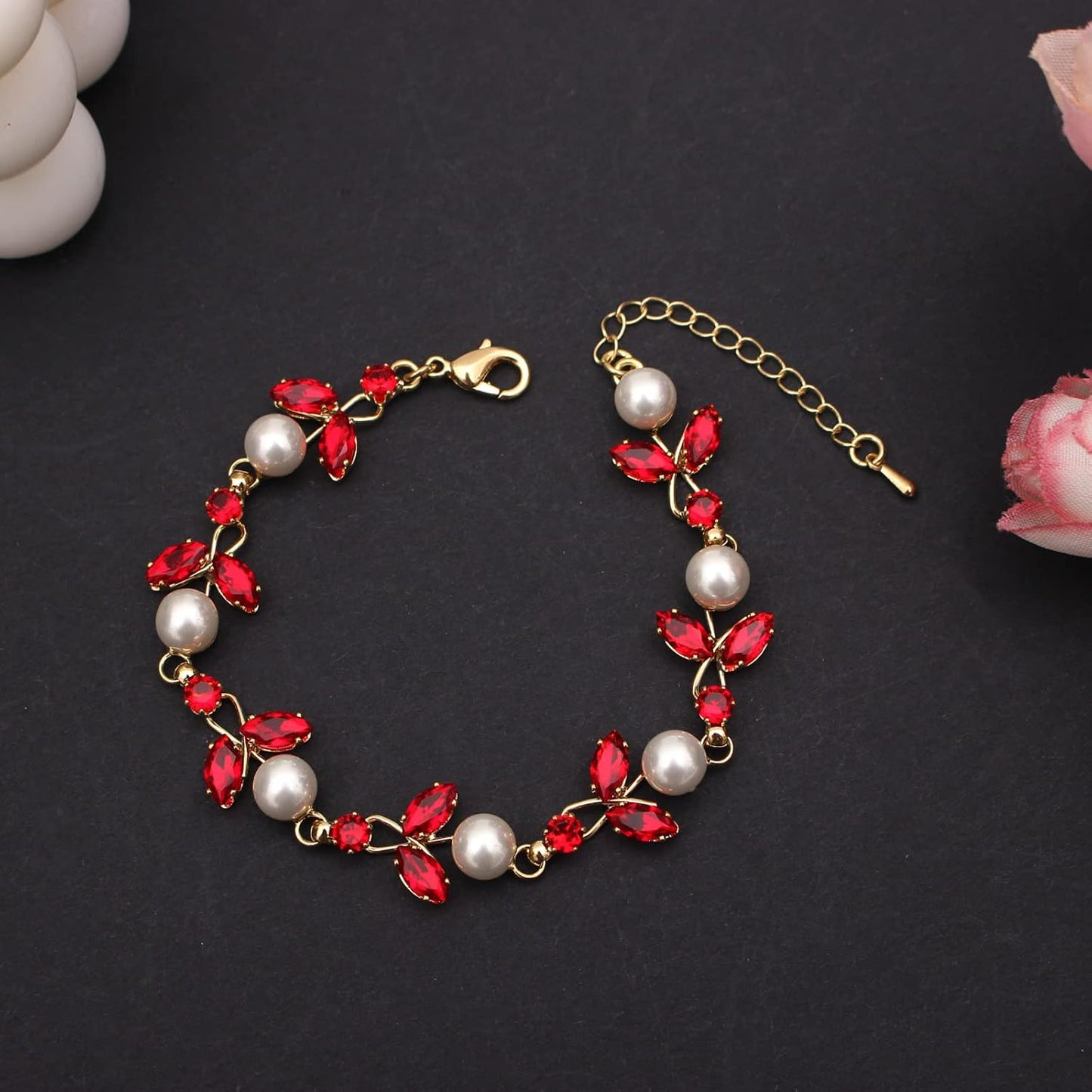 Luxury Cubic Zirconia Aurtrian Crystal Pearl Floral Necklace Dangle Earrings Wedding Bridal Jewelry Set Birthday Gifts for Her