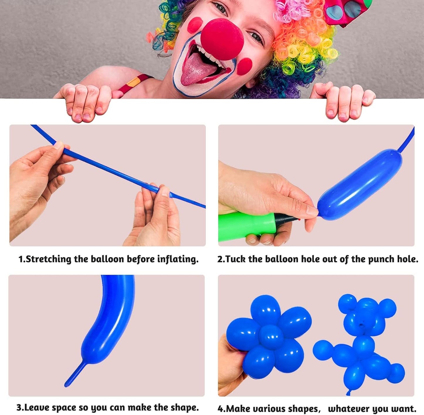 Blue Long Balloons Premium 260 Twisting Animals Magic Balloons for Birthday Kids Wedding Party Supply 100pcs