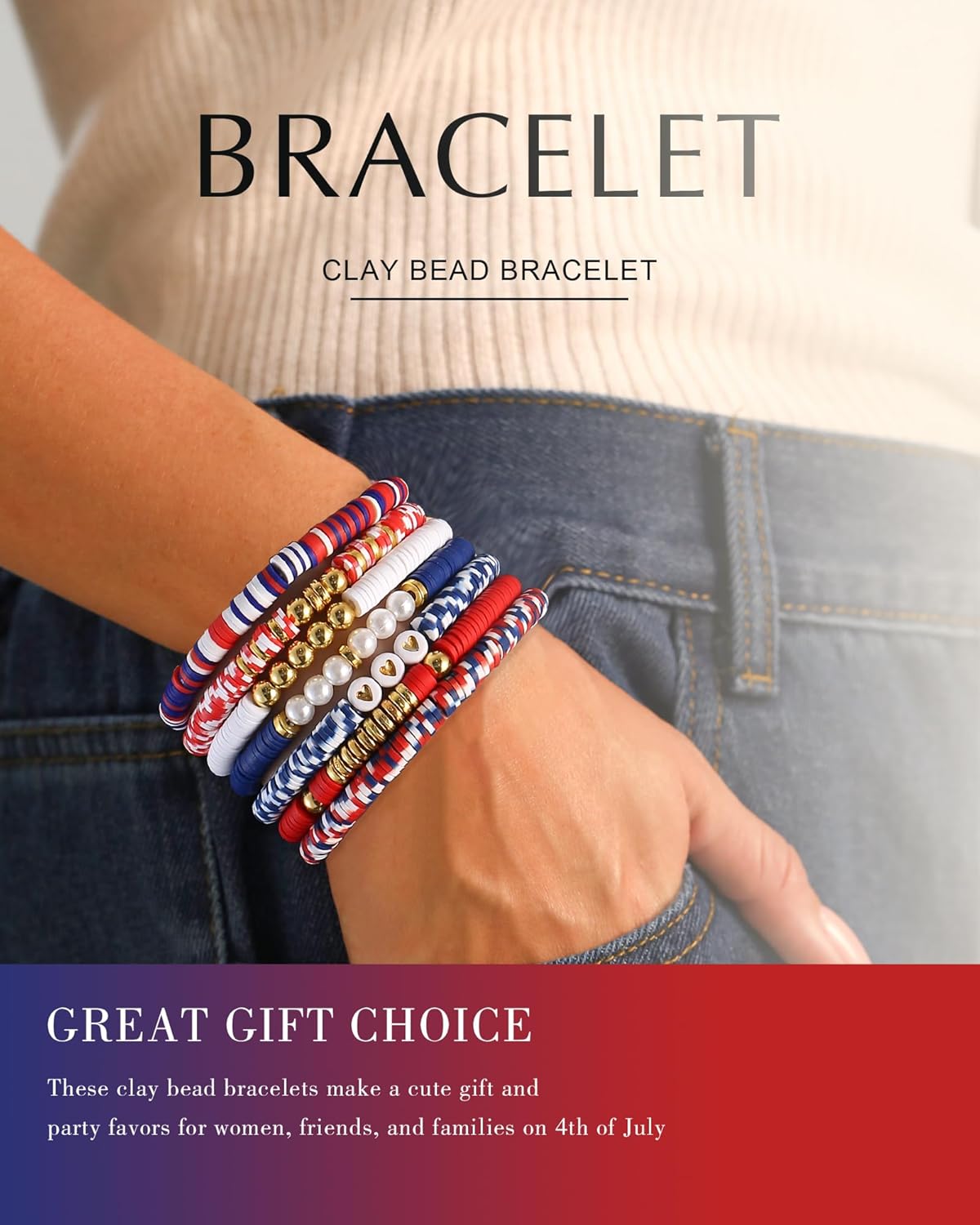 Friendship Bracelets Trendy Heishi Clay Bead Bracelets Stack Gold Beaded Stretch Bracelets for Women Boho Stackable Bracelets Bulk Cute Preppy Jewelry