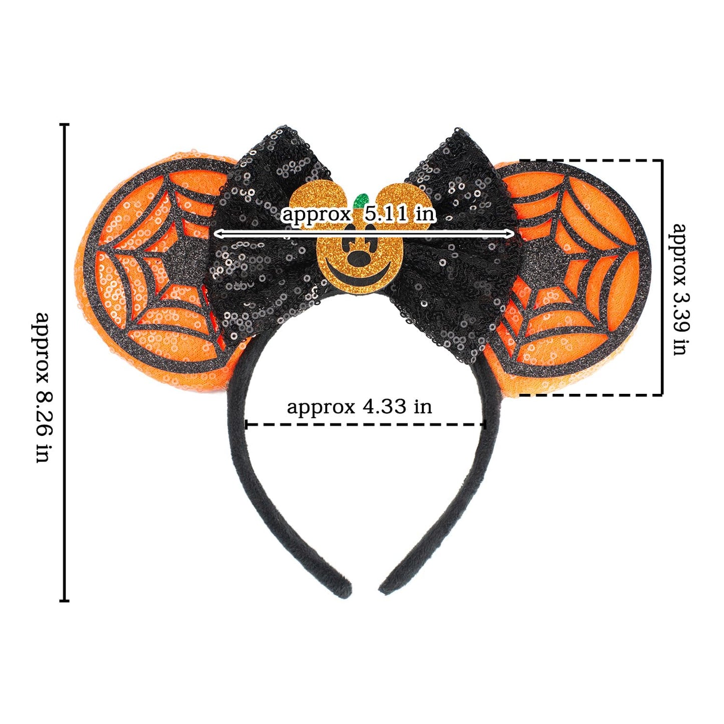 JIAHANG LED Halloween Mouse Ear Light Up Headband, Sequin Bow Hairband, Flash Glowing Party Decoration Headwear Hair Accessories