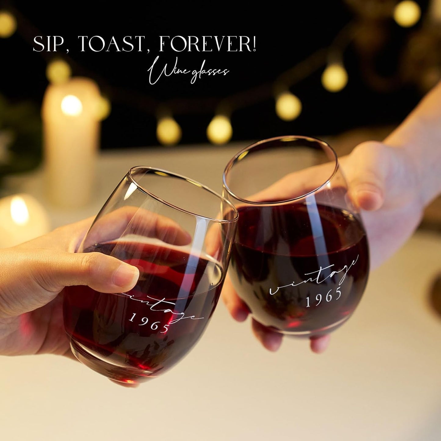 AW BRIDAL 60th Birthday Gifts for Women, 60th Birthday Decorations for Her, Vintage 1965 Wine Glasses 60 Year Old Birthday Gifts for Women Friend Sister Mom, Anniversary Wedding Gift for Couples