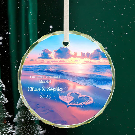 Personalized First Christmas Married Ornament 2025, Custom Engaged Christmas Ornaments with Names, Customized Wedding Engagement Gifts for Newlywed Couples Him Her