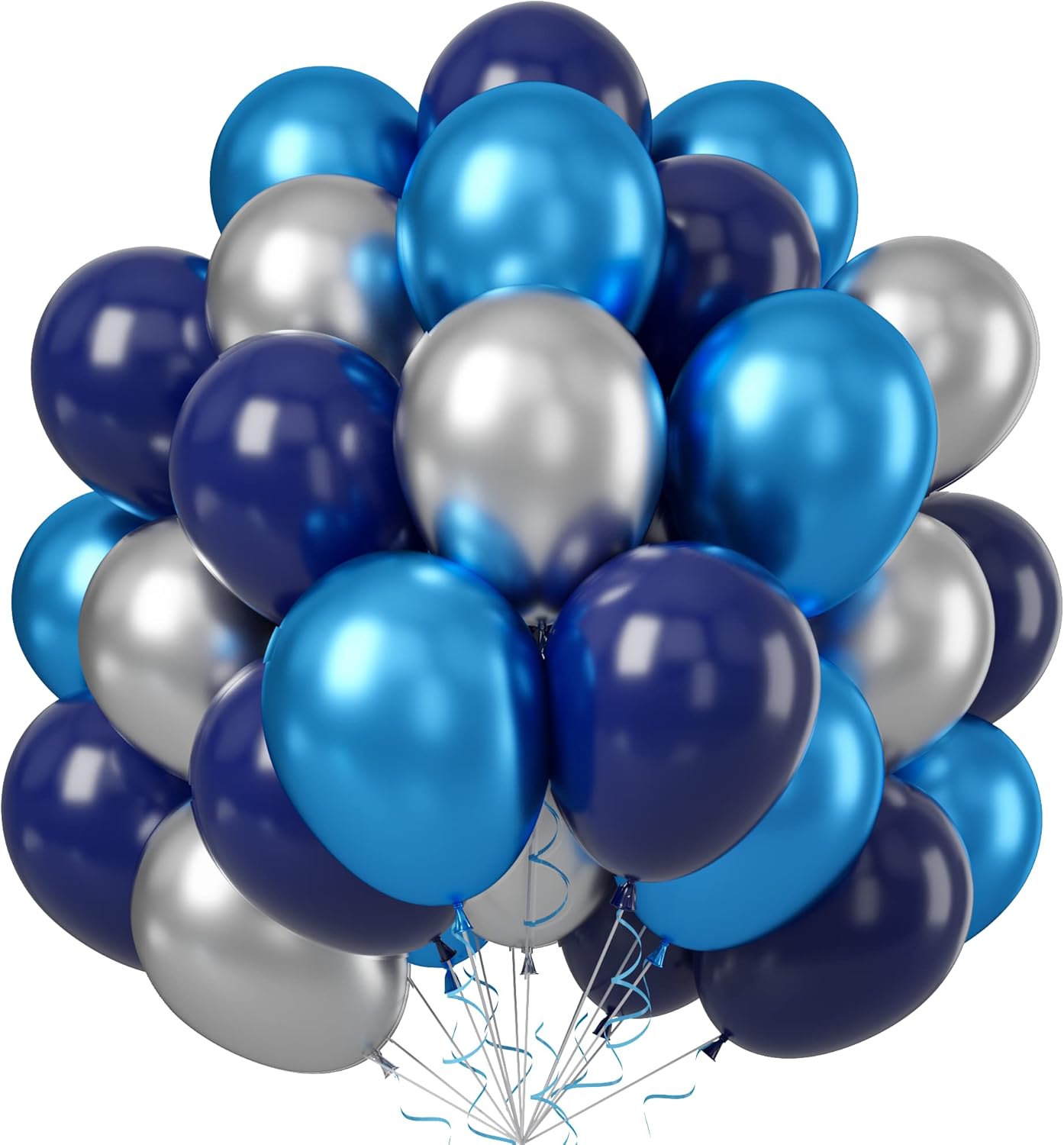 Balloons Blue and Silver, 50PCS Navy Blue Silver Latex Balloon, Navy Blue Silver Party Balloons Birthday Balloons Decoration for Girls Boys Birthday Party Baby Shower Bridal Shower Engagement