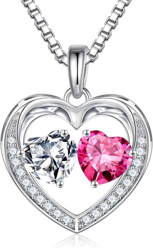 Iefil Christmas Gifts for Wife - 925 Sterling Silver Birthstone Necklace, Anniversary Birthday Gifts for Women, Stocking Stuffers for Women Wife Mom Daughter