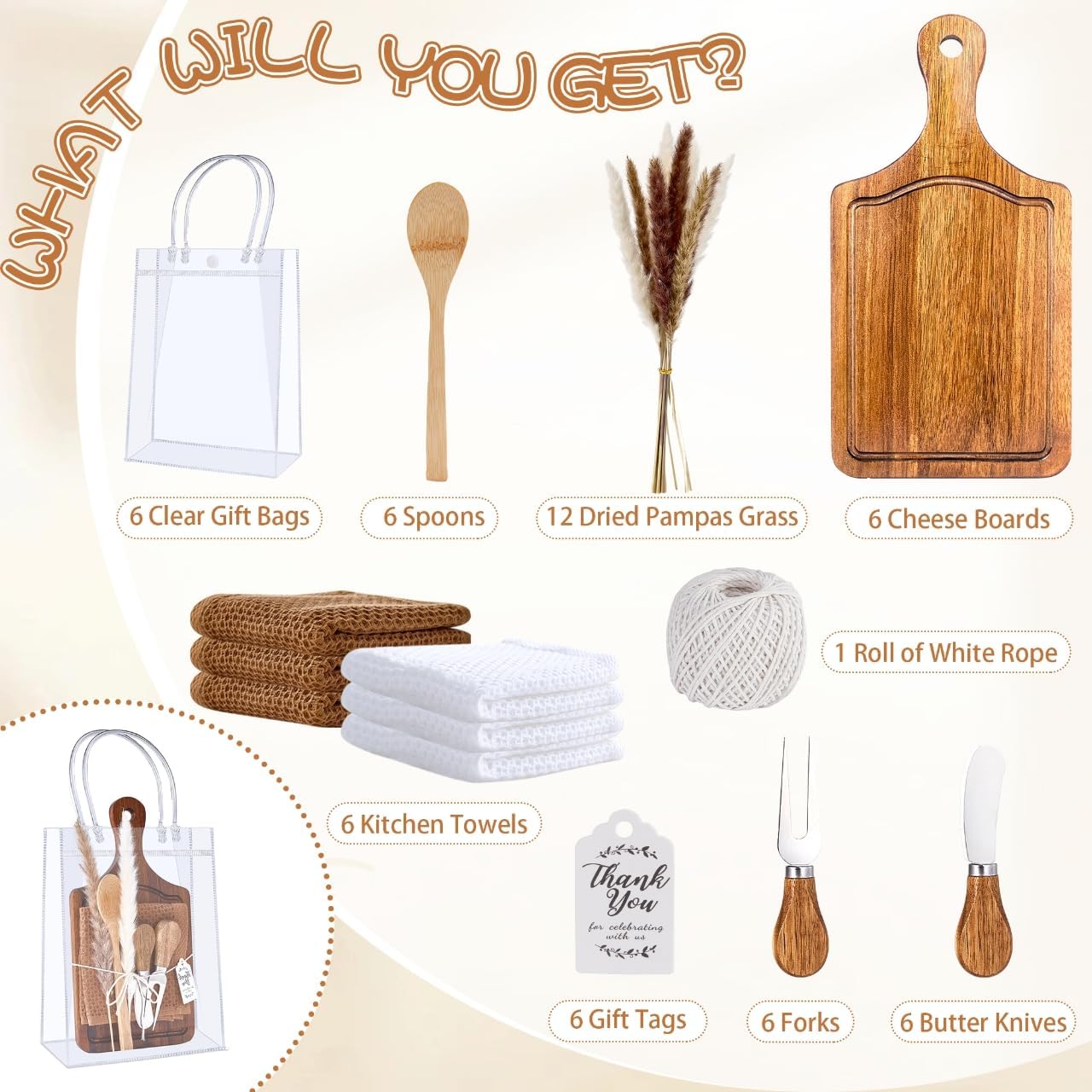 Baby Shower Prizes for Game Winners Baby Shower Games Prizes 6 Sets Square Acacia Wood Cheese Board Towel Thank You Card and Gift Bags Wedding Bridal Shower Favors for Guests