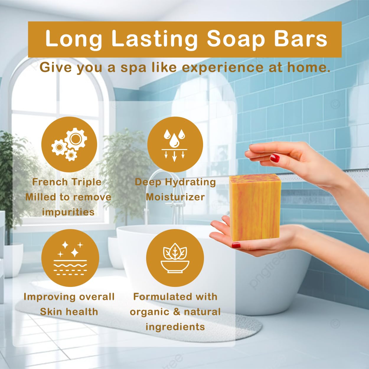 Peach Scented Natural Soap Bars (12 Bars), 3.5oz Moisturizing French Triple Milled Soap Bars Enriched with Shea Butter - Pure Plant Oil Bath & Body Bars