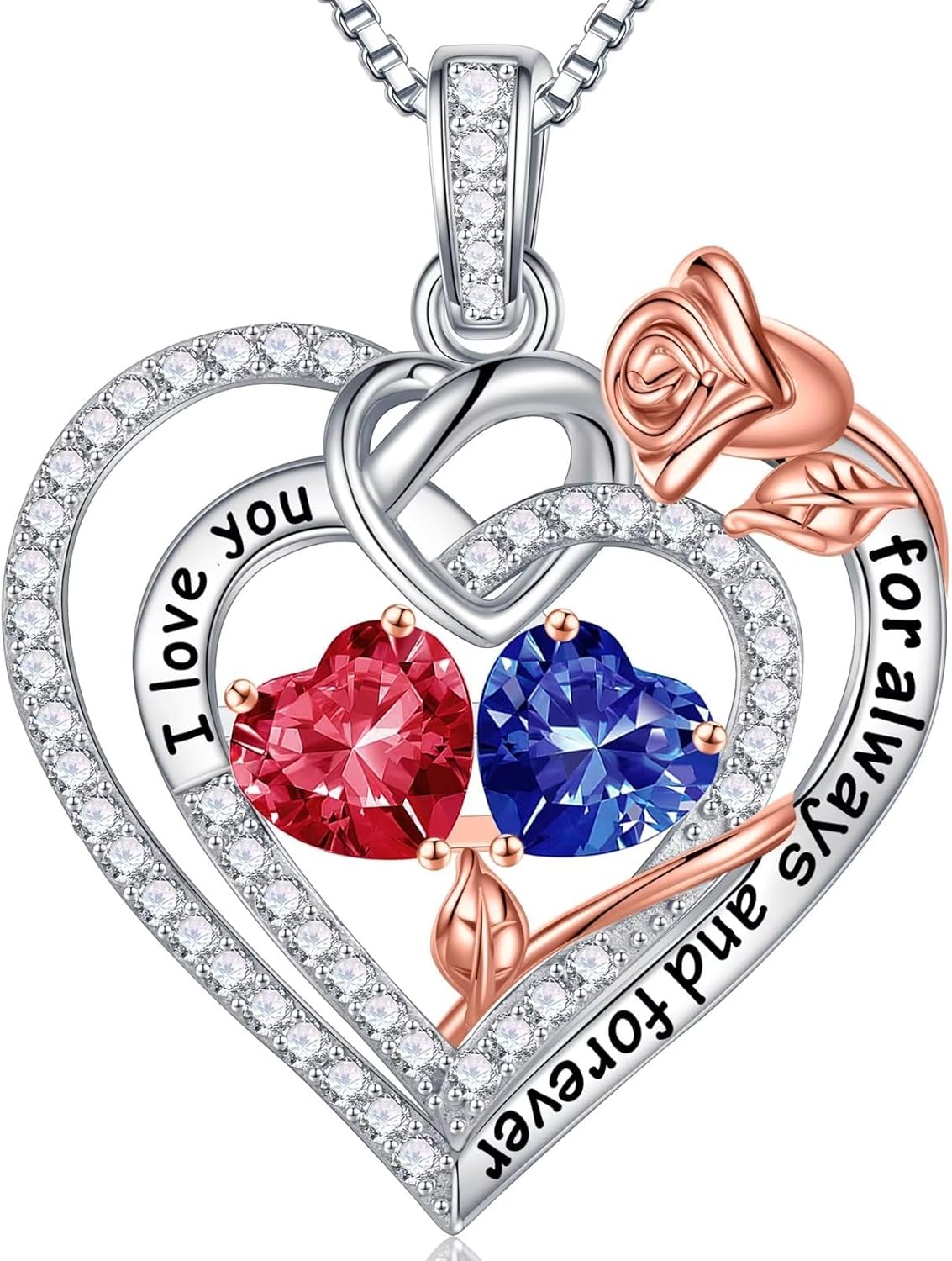 Iefil Christmas Gifts for Wife Women - 925 Sterling Silver Double Birthstone Necklace, Anniversary Birthday Gifts for Women, Jewelry Gift for Wife Girlfriend Mom Her