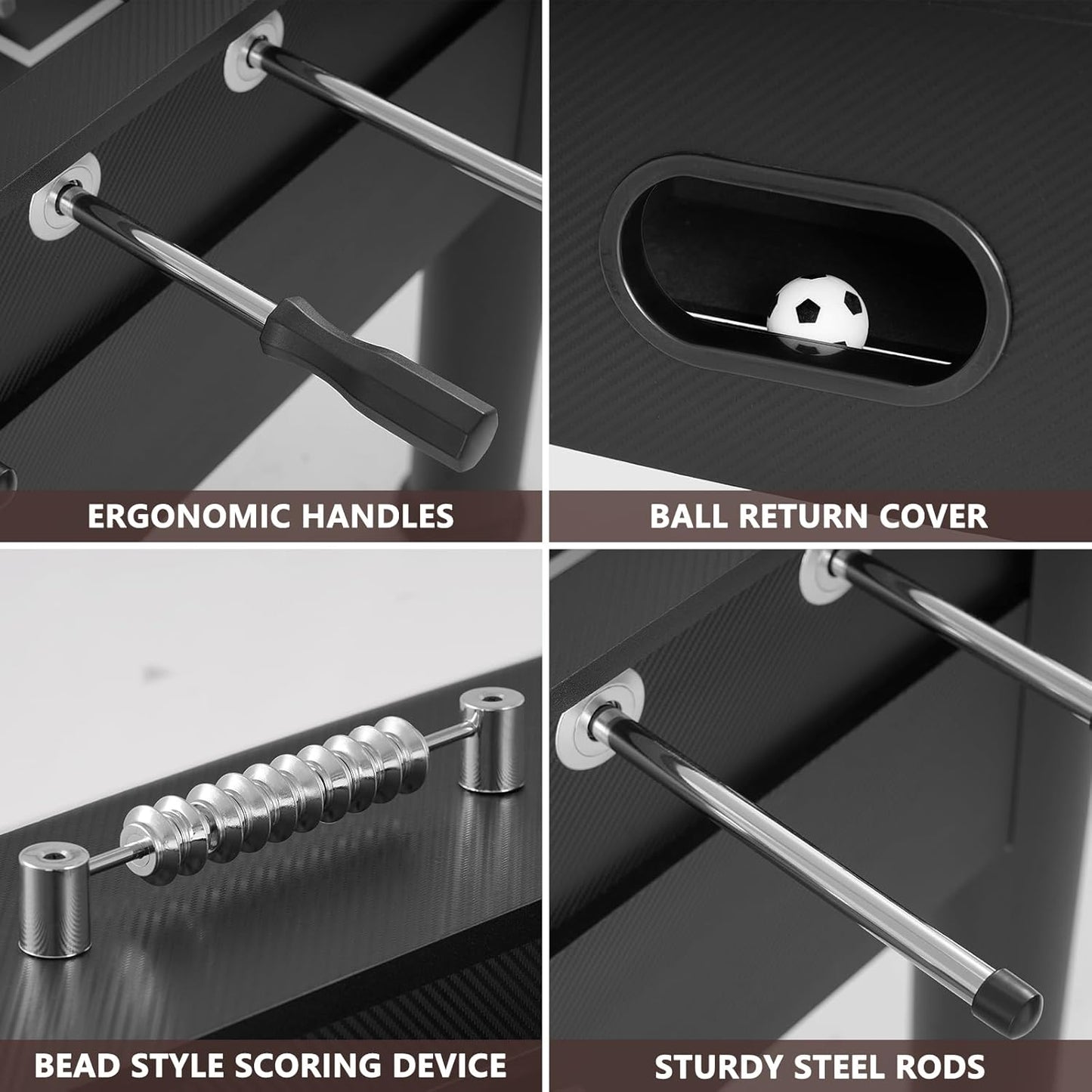 58 Inch Foosball Table, Full Size Competition Soccer Game Table for Adults & Kids, Heavy-Duty Indoor Arcade Table for Game Rooms & Parties (Black)