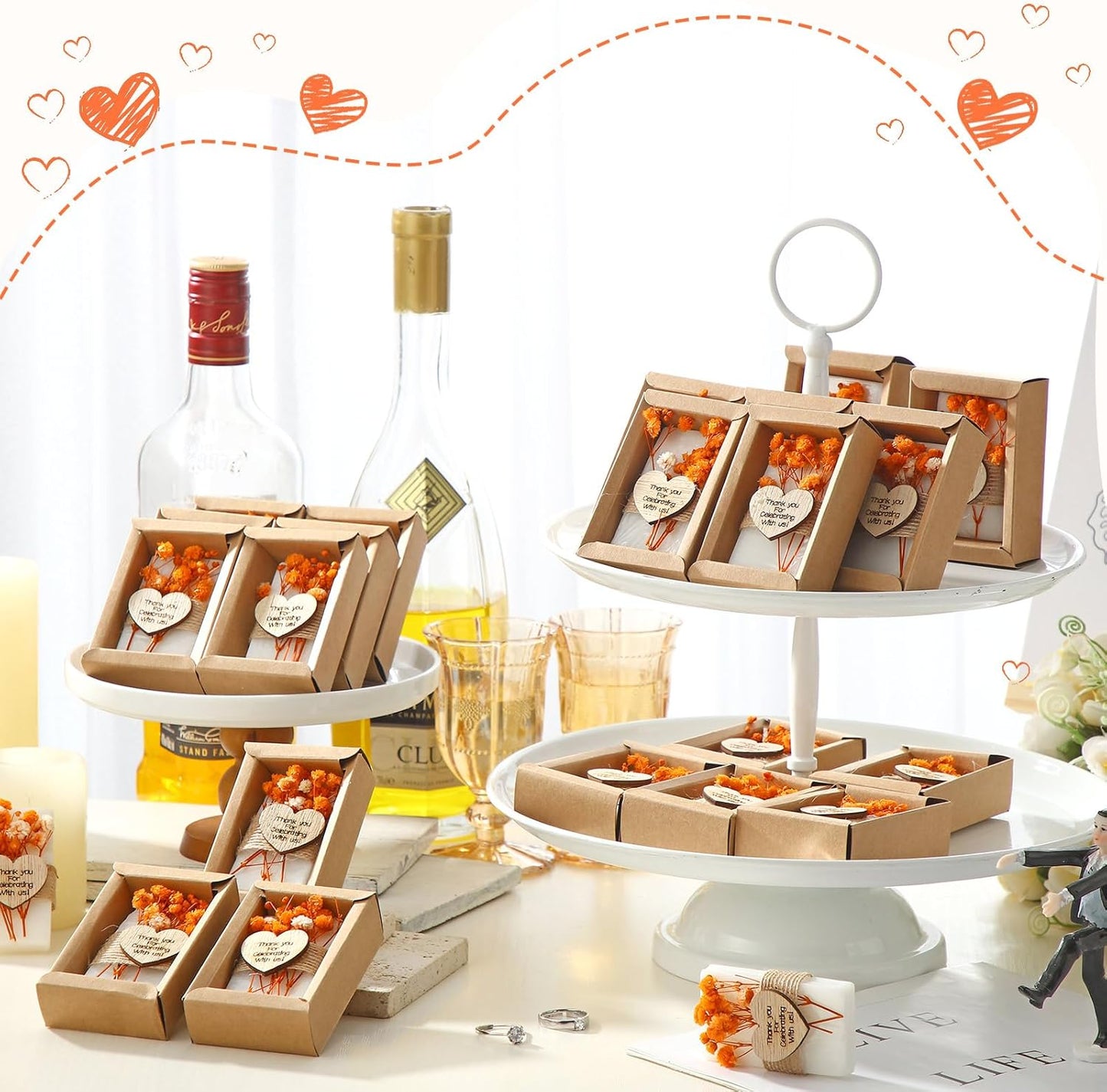 Demissle 30 Pcs Mini Scented Soap Wedding Party Favors Gifts Baby Shower Bridal Shower Handmade Natural Soap Favors for Guests in Bulk for Wedding Souvenirs Engagement Party(Orange)