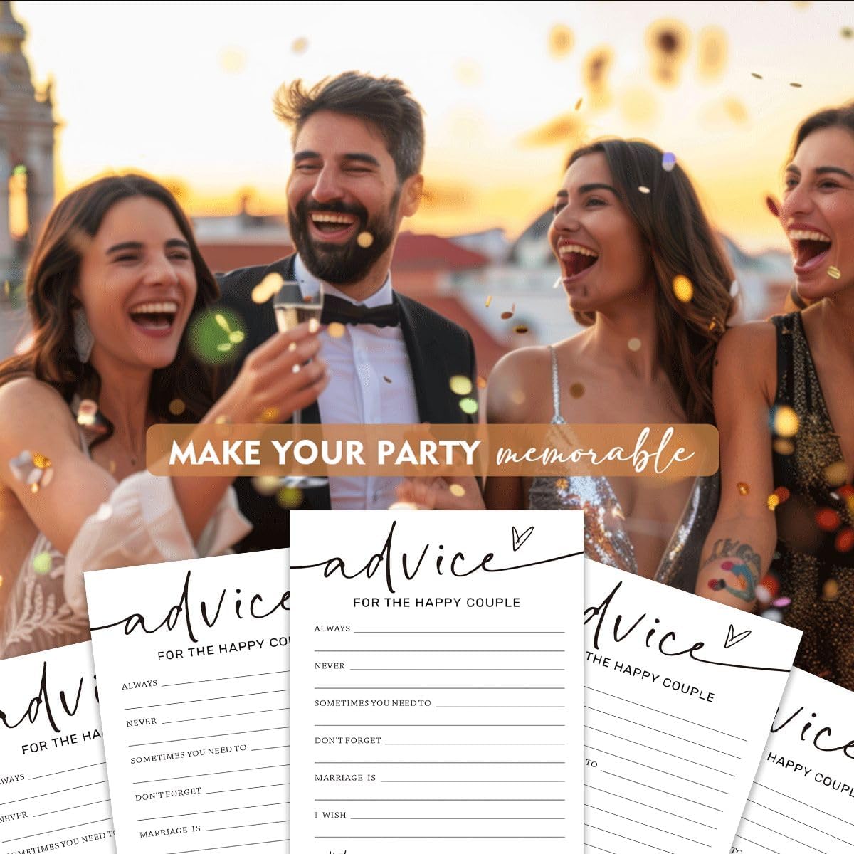 Wedding Shower Games Cards, Advice for the Happy Couple, Bridal Shower Games 25 Guests, Engagement Party Wedding Games for Guests, Minimalist White Wedding Party Supplies - A10