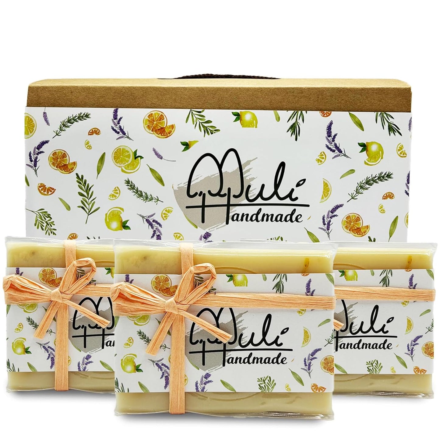 Natural Handemade Bar Soap for Men and Women with Essential oils, Scented Bar Soaps for Bath, Fragrance Gift Set (Pack of 3) Calendula