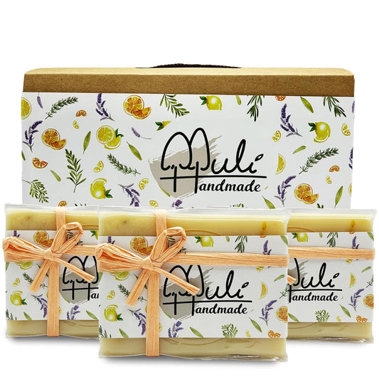 Natural Handemade Bar Soap for Men and Women with Essential oils, Scented Bar Soaps for Bath, Fragrance Gift Set (Pack of 3) Calendula