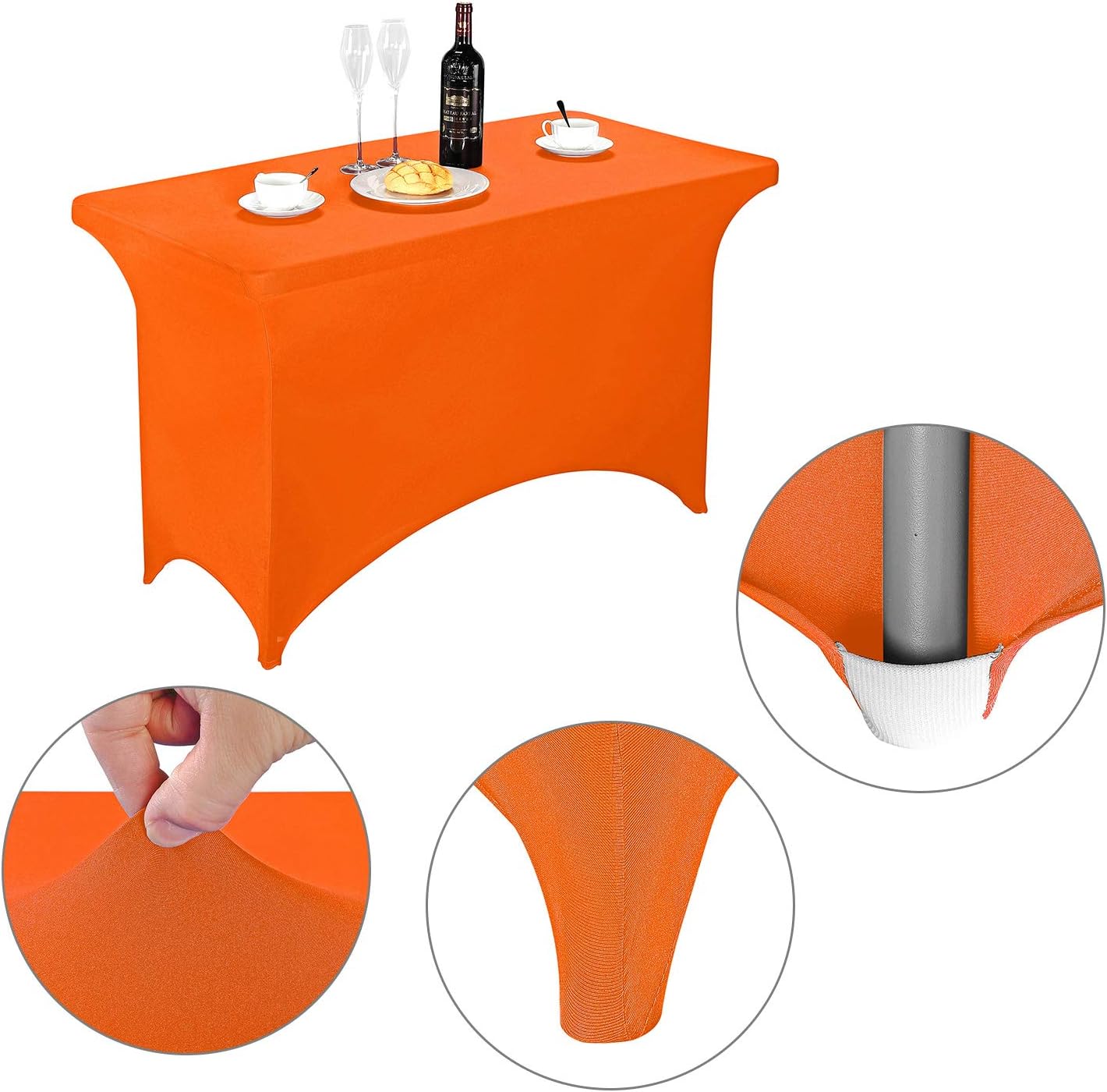 LZY Spandex Fitted Stretch Table Cover for 4ft or 6ft or 8ft Folding Table, Rectangular Cocktail Tablecloth, Perfect for Party or Banquet