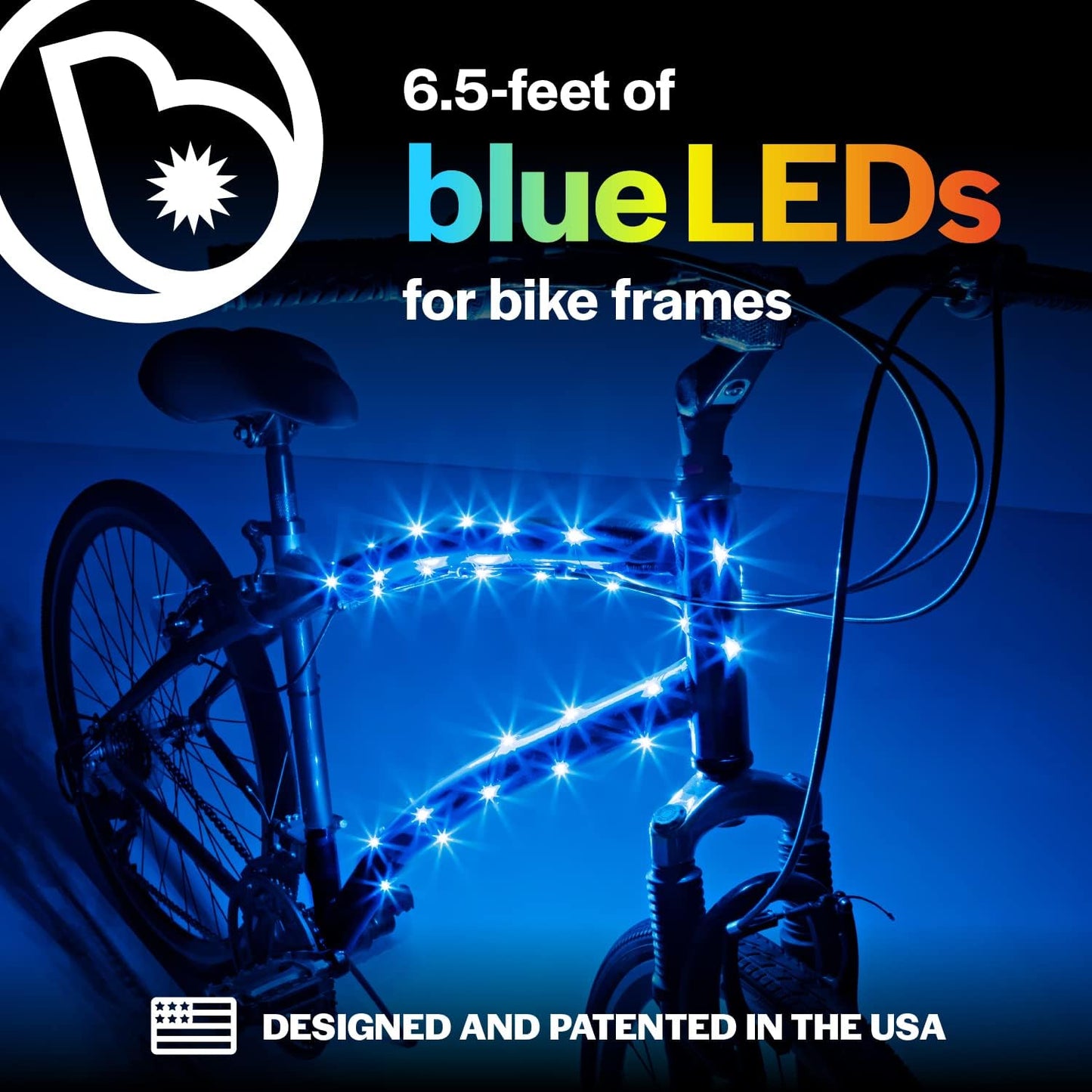 Brightz CosmicBrightz LED Bike Frame Rope Light - 6.5-Foot String Rope - Battery-Powered with On/Off Switch - Ultra Bright Color Keeps Your Ride Fun and Safe for Kids, Teens, & Adults