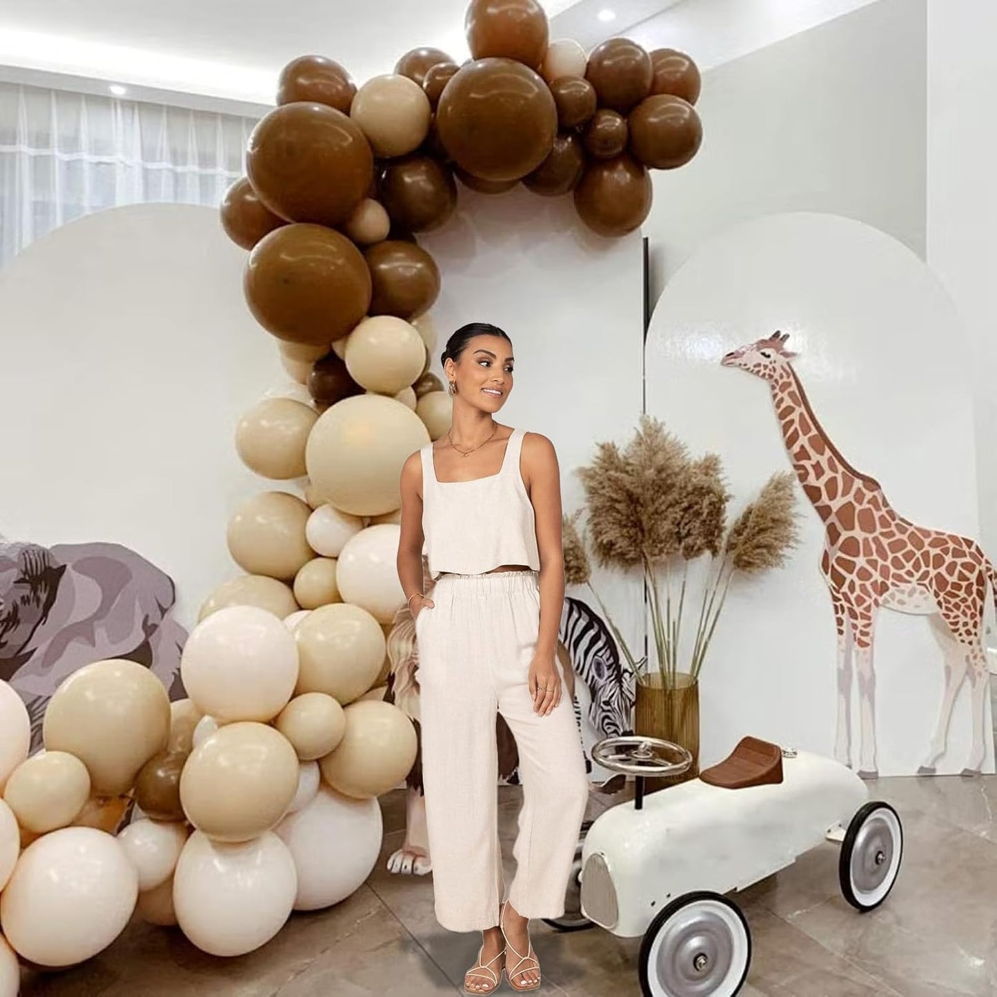 Brown Balloons, 50 PCS 12 Inch Double Stuffed Dark Brown Coffee Tan Latex Helium Party Balloons Sand White Nude Boho Neutral Balloon for Bear Birthday Baby Shower Wedding Thanksgiving Party Decoration