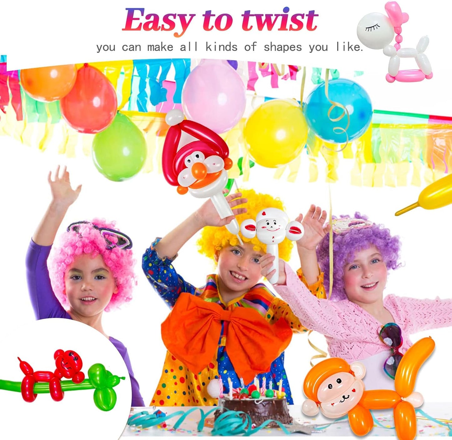 260 Balloons, Thickening Long Balloons for Tying Balloon Arch, Twisting Latex Animals Magic Modeling Skinny Birthday Balloons for Kid‘s Party Wedding Decoartion 100pcs （White）