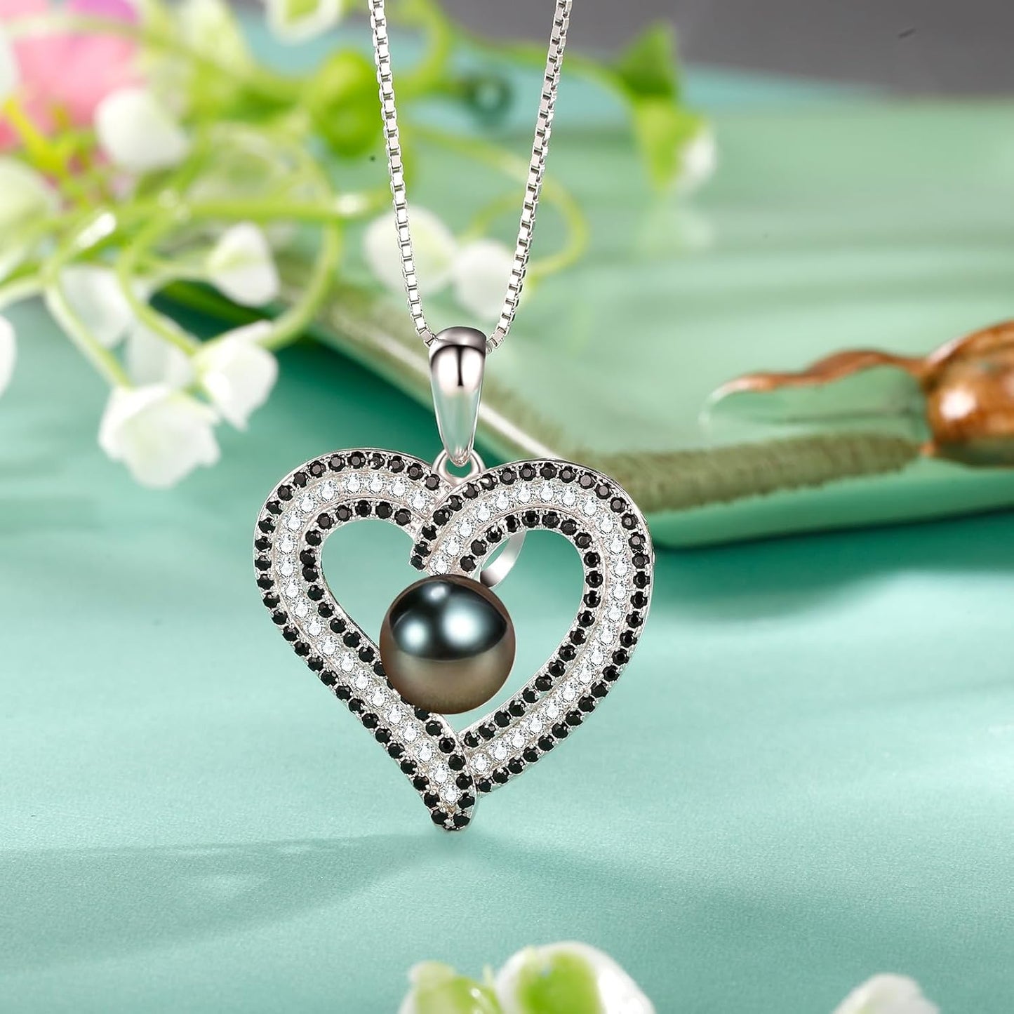 Gifts for Women Wife-Pearl Heart Pendant Necklace- Birthday for Girlfriend, Valentine's Day for Wives, Mother's Day for Mom Grandma, Gifts for Her on Wedding Anniversary Christmas Fine Jewelry