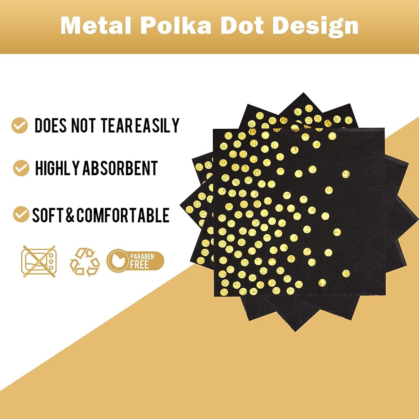 Black and Gold Paper Plates-50 Pack-25 * 7inch Paper Plates & 25 * 6.5inch Napkins,Black Plates and Napkins Party Supplies for Graduation Retirement,All Occasions