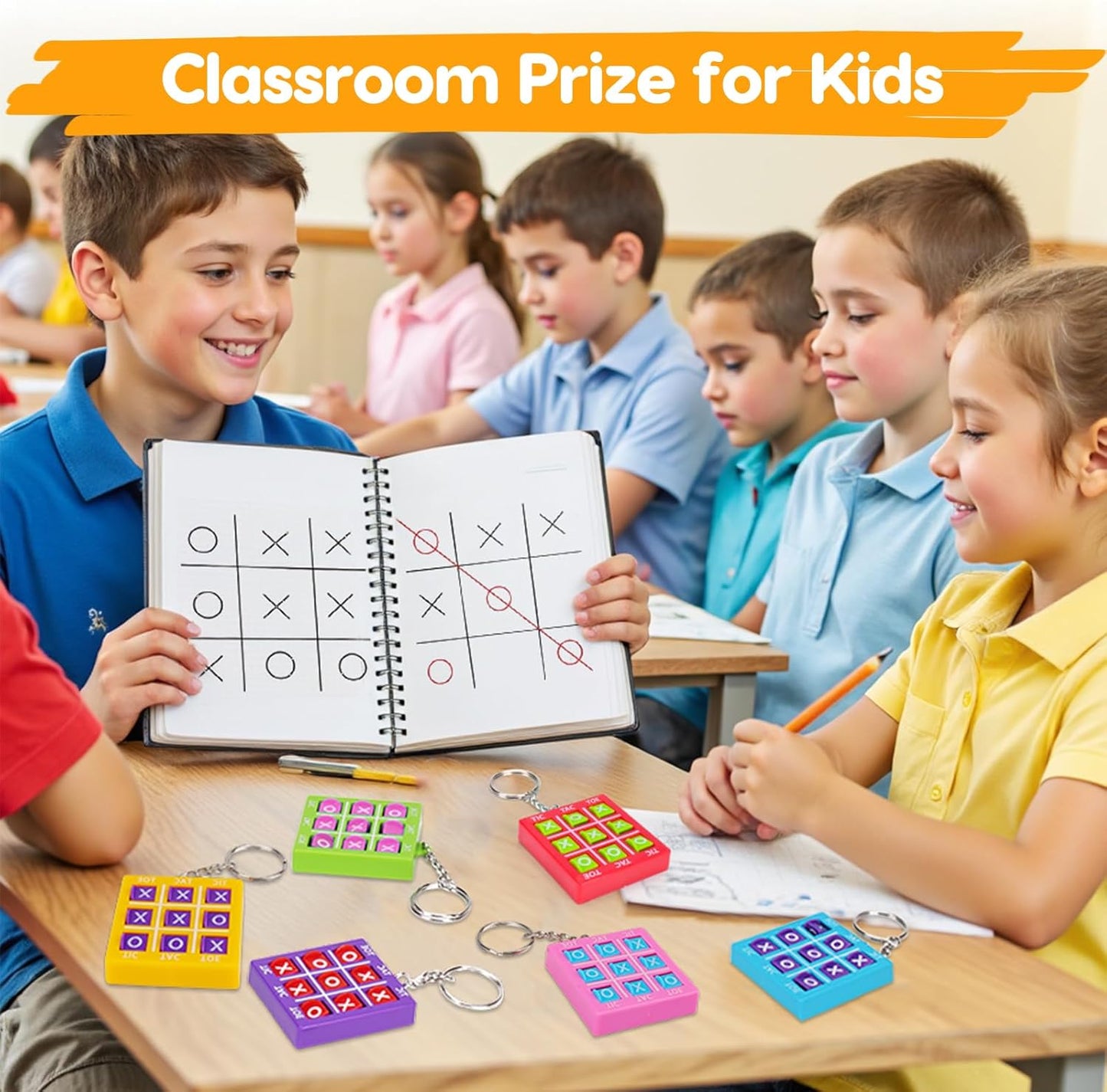 24PCS Tic Tac Toe Game Birthday Party Favors Goodie Treat Bag Christmas Stocking Stuffers for Kids 3-5 4-8 8-12 Classroom Treasure Chest Carnival Prize Box Toys Bulk Keychain Pinata Filler Return Gift