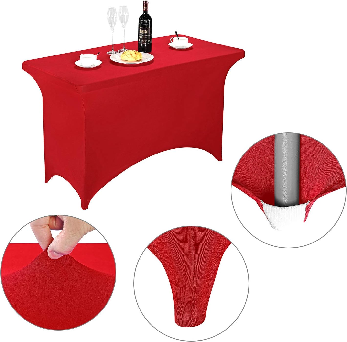 LZY Spandex Fitted Stretch Table Cover for 4ft or 6ft or 8ft Folding Table, Rectangular Cocktail Tablecloth, Perfect for Party or Banquet