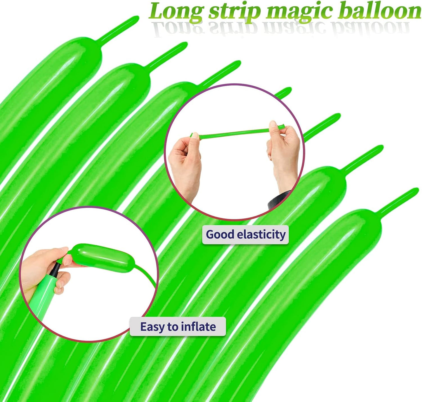 Green 260 Balloons for Twisting Balloon Animal, Long Skinny Green Balloons for Modelling, Green Magic Balloon Animal Kit for Weddings Birthdays Party Decorations,100Pcs (Green)
