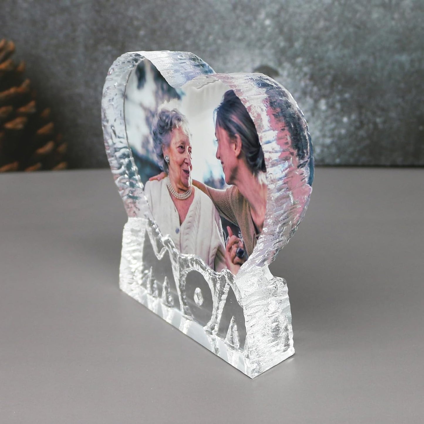 FANF&YKPY Gifts for Mother Personalized Custom Heart-shaped Crystal Photo frame, Grandmother, Gift for Mom, Mother, Wife, Women for Christmas, Mothers Day, Birthday, Wedding Anniversary