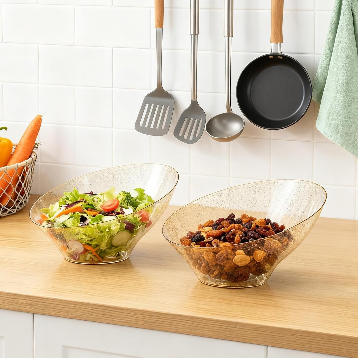 20pack Gold Serving Bowls，20oz Disposable Angled Plastic Candy Bowl, Medium Snack Bowls for Weddings Catering,Party,Dinners,Catering and Everyday Use