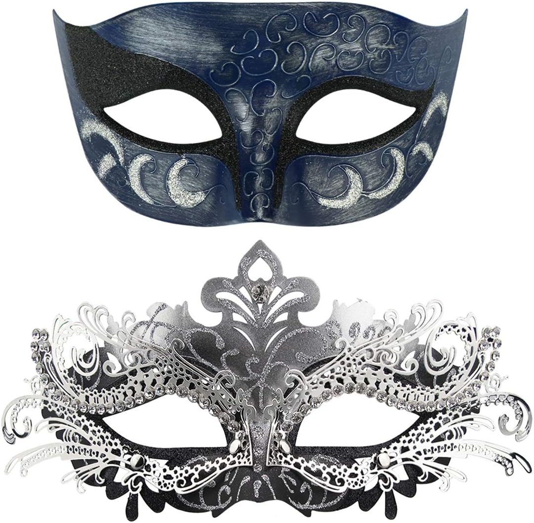 Coddsmz Couple Masquerade Mask Set - Venetian & Mardi Gras Mask for Women & Men