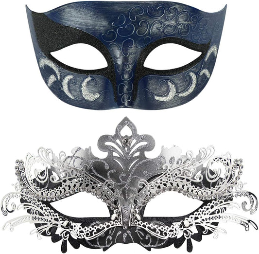 Coddsmz Couple Masquerade Mask Set - Venetian & Mardi Gras Mask for Women & Men