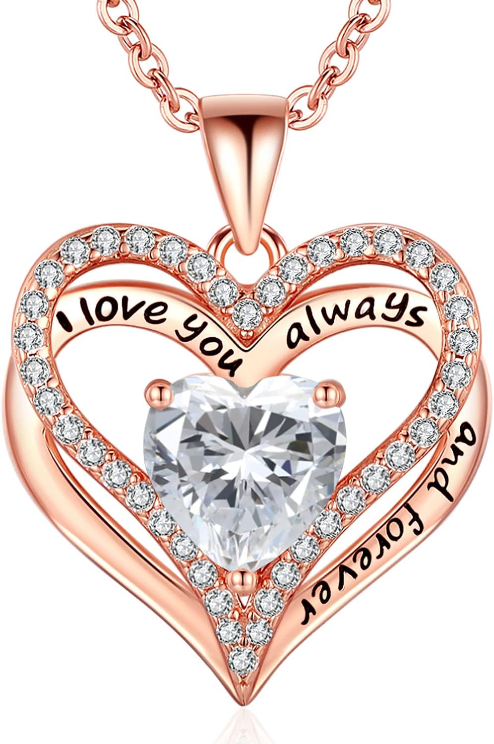 S925 Sterling Silver Necklace for Women, Wife Jewelry Rose Gold, Mom Birthday Valentines Mothers Day Gifts, Girlfriend Necklaces, Daughter Heart Jewel, Anniversary for Her