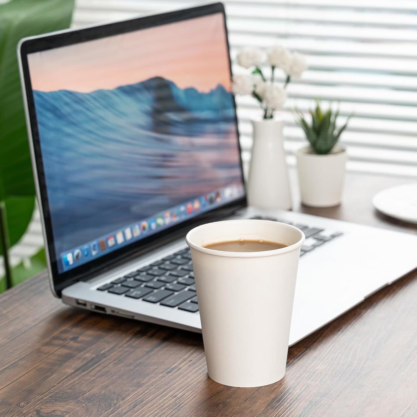 500 Pack Coffee Cups 8 oz White Disposable Paper Cups, Hot Beverage Drinking Cup for Parties, Travel, and Events