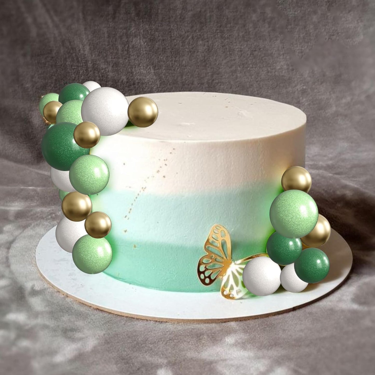 36 Pack Balls Cake Topper Decorations Foam Balloons Cake Decorations Mini Balloons Cake Toppers Balls Cake Picks for Baby Shower Wedding Anniversary Birthday Party Decorations Light Green White Gold