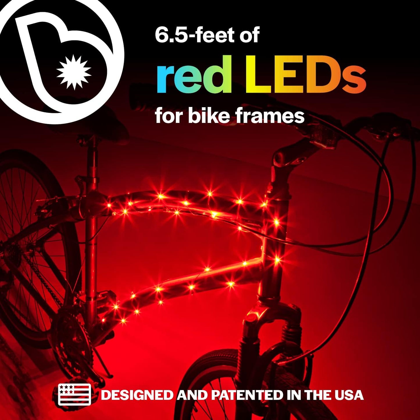 Brightz CosmicBrightz LED Bike Frame Rope Light - 6.5-Foot String Rope - Battery-Powered with On/Off Switch - Ultra Bright Color Keeps Your Ride Fun and Safe for Kids, Teens, & Adults
