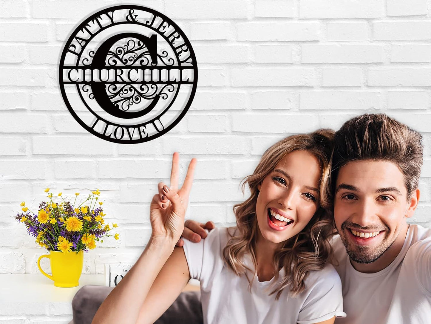 Custom Family Name Sign Personalized bridal shower gifts wedding gifts for newlyweds Monogram Wall Decor Initial Split Letter Monogram Sign any years anniversary best Gift