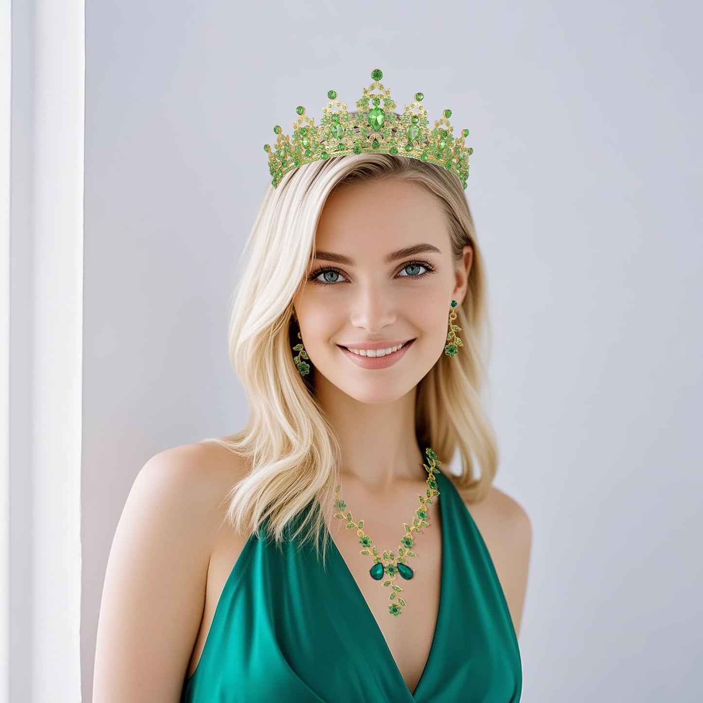 Kamirola Tiaras and Crowns for Women,Tiaras Earrings Necklace, Crystal Bridal Jewelry Set, Costume Party Halloween Prom Pageant Jewelry for Women(TR45)