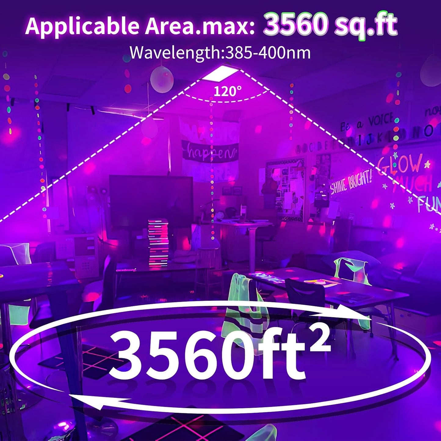 200W Blacklight Flood Light with 10ft Cord+Switch, Aluminum Shell, IP66 Waterproof Outdoor LED Black Lights for Large Space, Glow Party, Halloween, Stage, Gym, Poster, Body Paint, 2 Pack