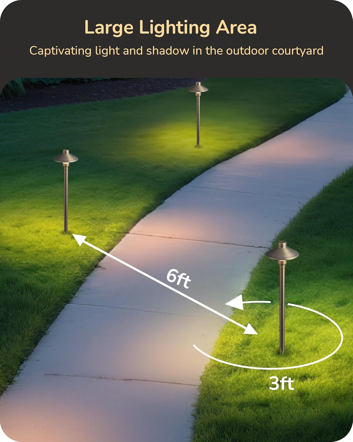 EDISHINE Solid Brass Low Voltage Pathway Lights Wired, 22" Tall Outdoor Landscape Path Light Heavy Duty, G4 Bulb Included, 12V LED Landscape Lighting, Bronze Waterproof for Garden Yard Walkway, 4 Pack