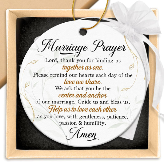 ZAGKOO Christian Christmas Wedding Gifts for Couple 2025 - Marriage Prayer Religious Wedding Gift for Newlyweds, Married Couples, Mr Mrs, Bride Groom - Bridal Shower Gift - Ceramic Ornament Decoration