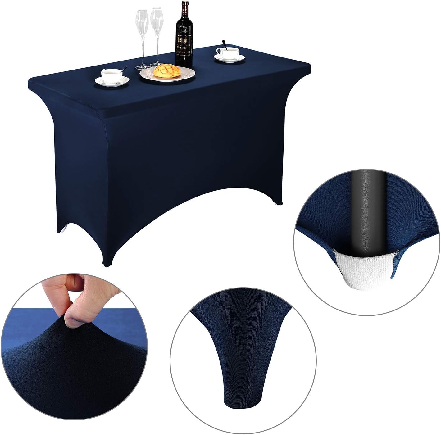 LZY Spandex Fitted Stretch Table Cover for 4ft or 6ft or 8ft Folding Table, Rectangular Cocktail Tablecloth, Perfect for Party or Banquet