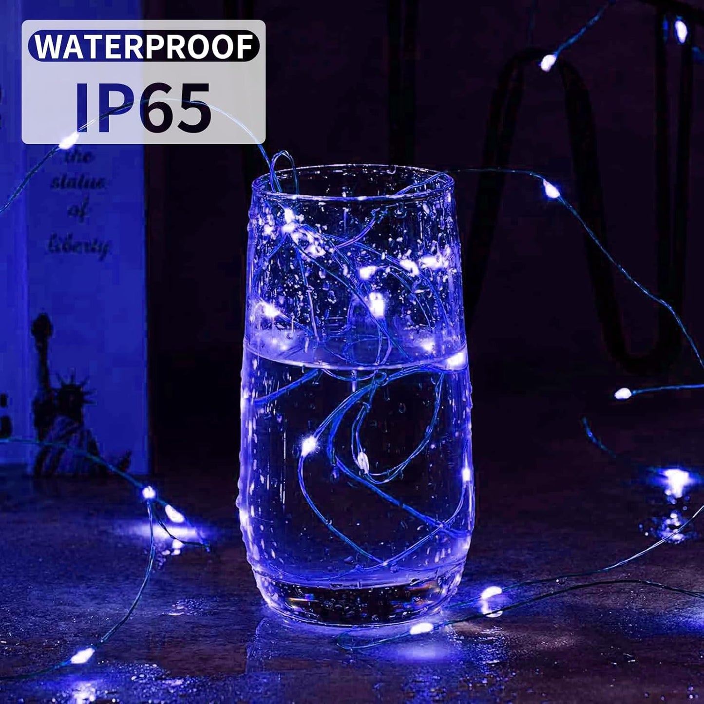 Aogist 12 Pack Fairy Lights 3 Modes 7ft 20 LED Waterproof,Battery Operated Silver Wire Firefly Starry Moon Mini String Lights for Mason Jars Christmas DIY Crafts Wedding Party Bedroom,Blue