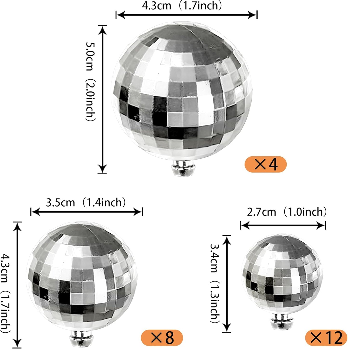 24 PCS Disco Ball Cupcake Toppers Christmas Disco Balls Cake Decorations Glitter Foam Ball DIY Balloons Cake Topper Decoration for Disco Theme Baby Shower Birthday Christmas Party Supplies Silver