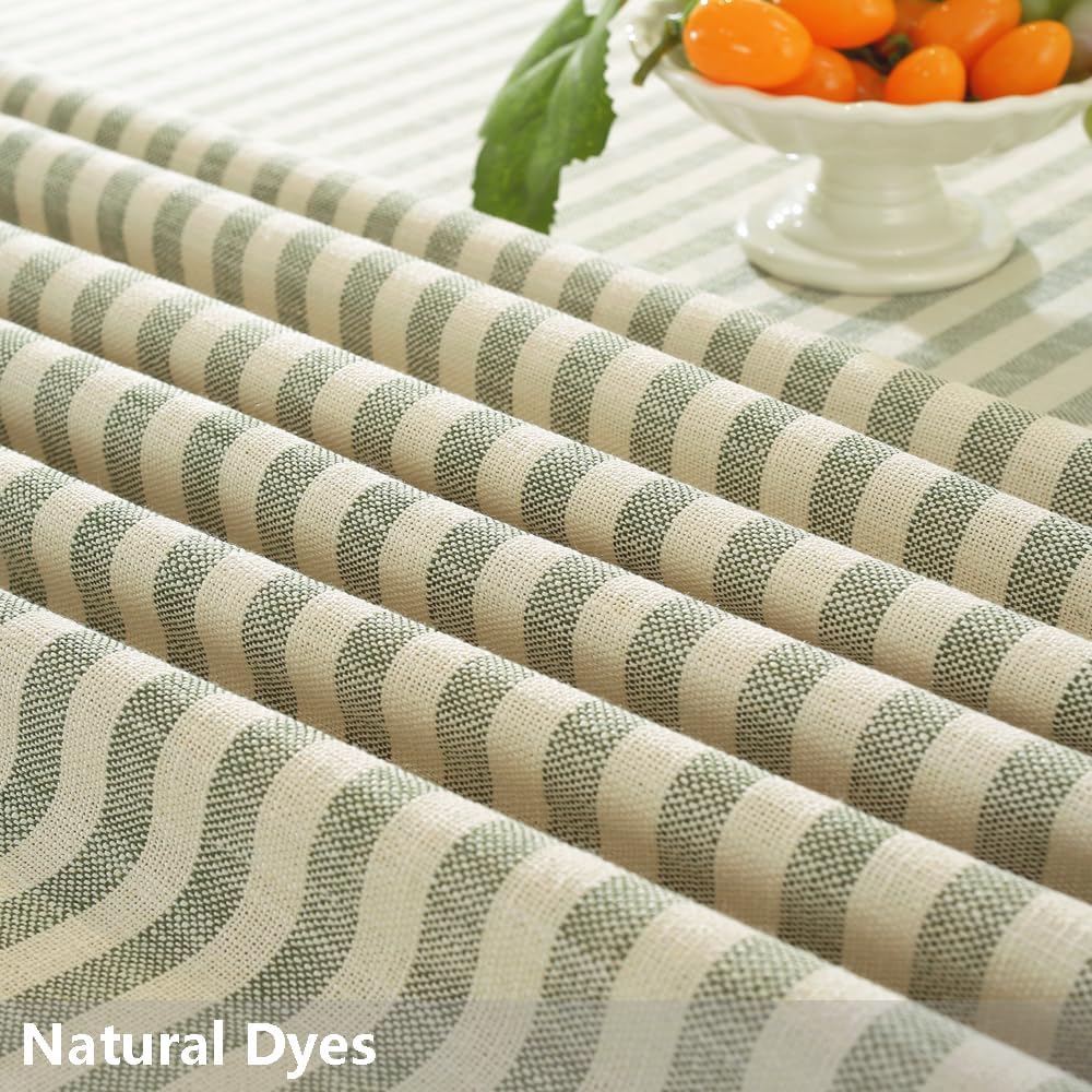 TruDelve Round Tablecloth 70 Inch Olive Green Striped Cloth Tablecloths Spring Outdoor Table Cloth Round Cover (Green,70",Round)