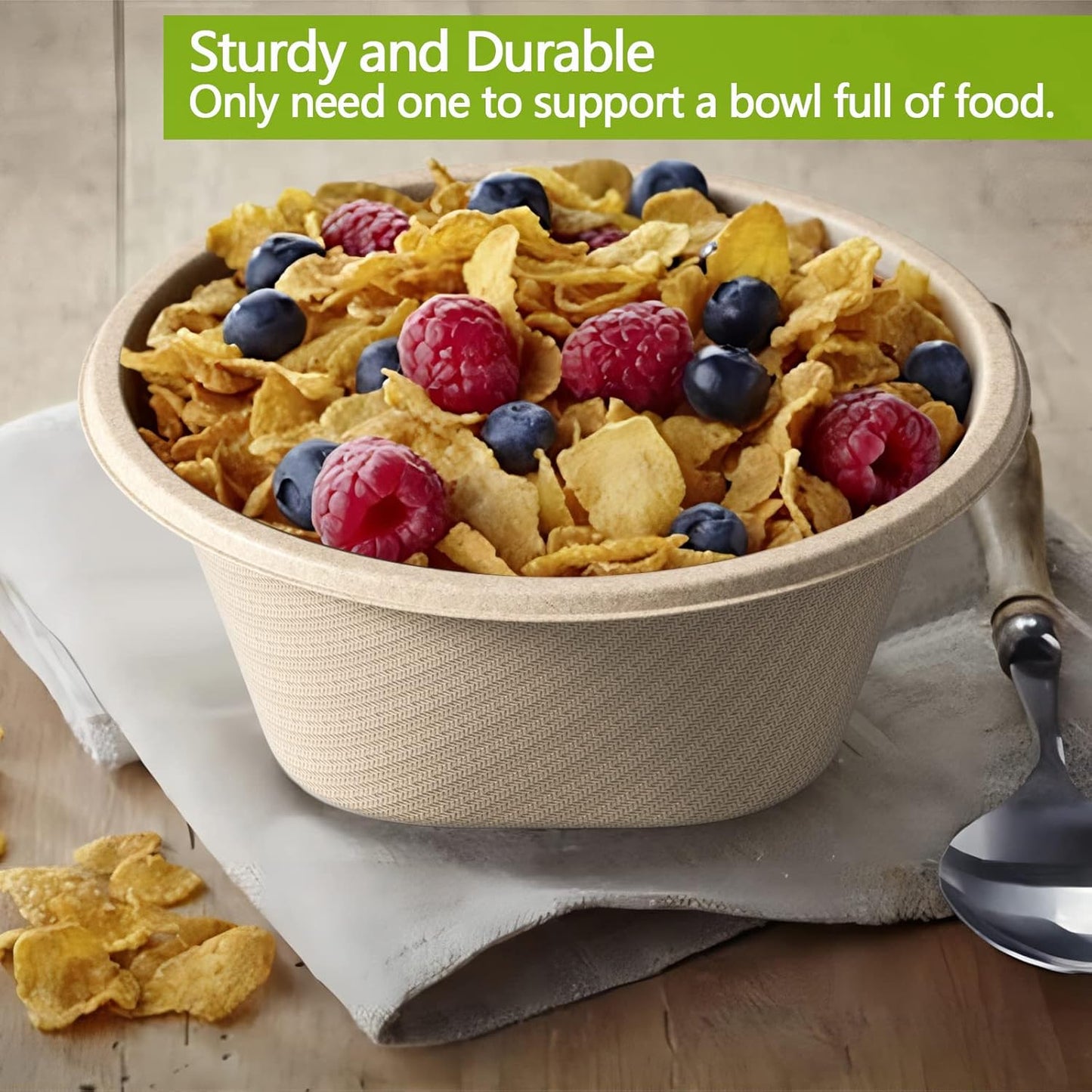 Homestockplus 32 Oz Deep Paper Bowls Disposable Bowl - Disposable Heavy Duty Compostable Bowls, Eco-friendly Sugarcane Bagasse Biodegradable Bowl for Soup, Salad, Dessert, Ice Cream [50 Pack]