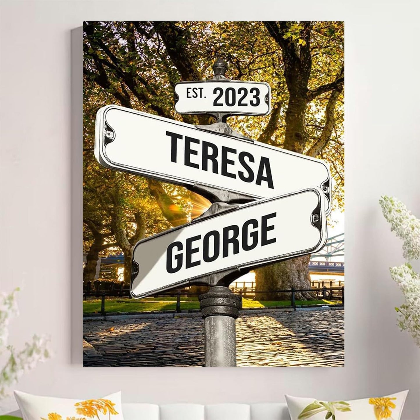 Personalized Crossroad Couples Street Sign Vintage Customize Name And Date Valentine's Day Christmas Birthday Wedding Anniversary Engagement Gifts For Him Her Boyfriend Girlfriend Wife Husband #29