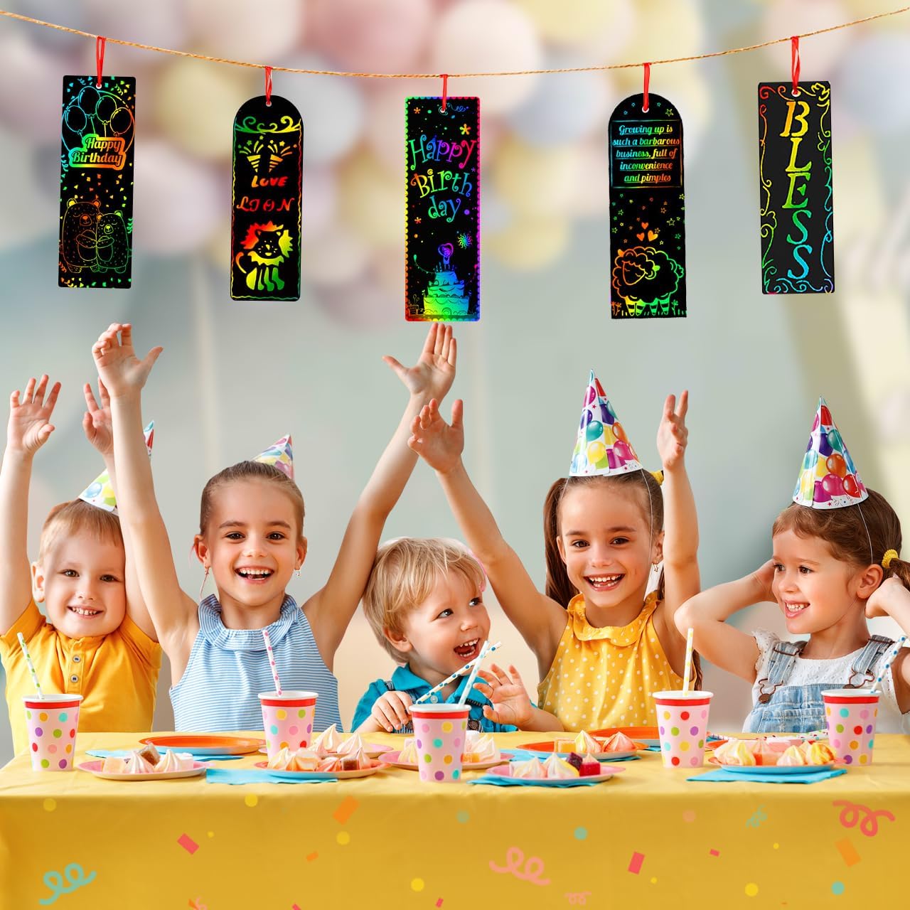 ZMLM Scratch Paper Art Bookmarks Kids: 36 Set Magic Rainbow DIY Art Craft Paper Bookmark Gift Tag Party Favor Goodie Bags Stuffers Pack Activity Bulk Making Kit for Boys Girls Birthday Game Classroom