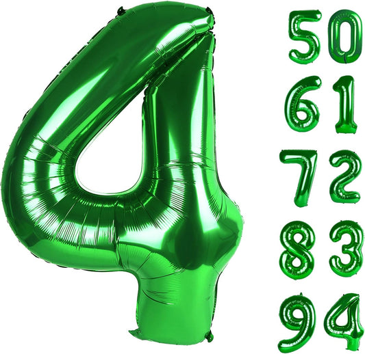 Green 4 Balloon, Number Balloons 40 Inch, 4th Green Party Decorations, Four Large Numbers for Party Decor, Number 4 Balloon, St. Patrick's Day Games Theme Birthday Decorations