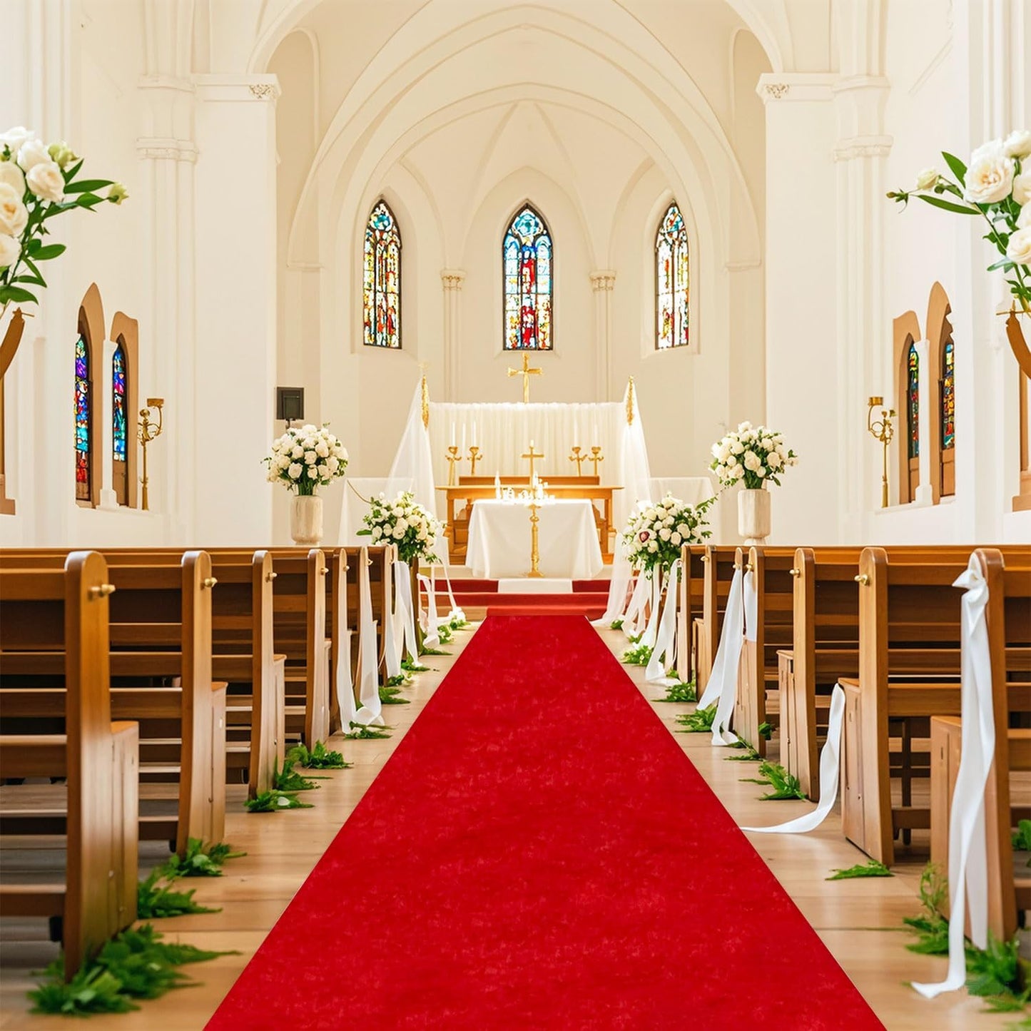 FUHSY Red Carpet Runner for Party Velvet Aisle Runner for Wedding Ceremony 4x20 FT Red Aisle Runners with Carpet Tape Wedding Floor Runner for Birthday Party Prom Aisle Decorations